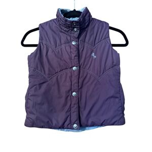 Cowgirl Up Girls Puffer Vest Reversible Western Horse Purple Gray Size M/L